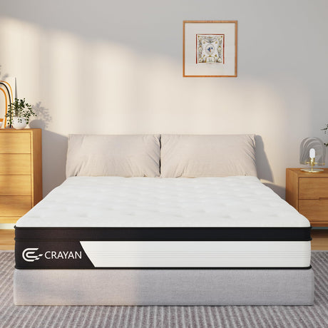 Crayan Queen Size Mattress, 12 Inch Hybrid Memory Foam Mattress in a Box, Pocket Springs Mattress with Motion Isolation and Pressure Relieving, CertiPUR-US, 100 Night Trial Crayan