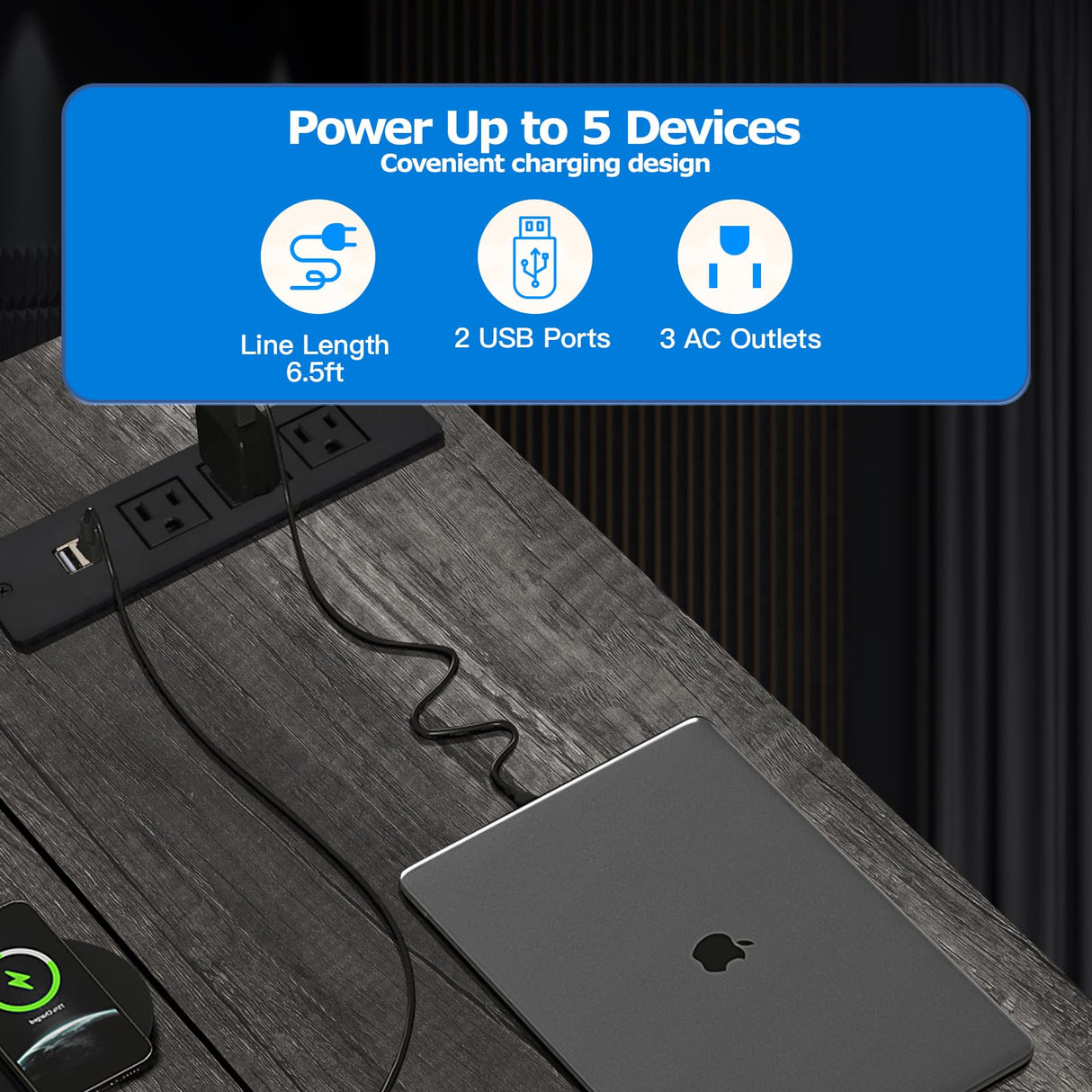 Panana 53.5" L Shaped Computer Desk Gaming Desk with LED Lights and Power Outlets, Reversible L Shaped Corner Desk with Monitor Stand, Home Office Desk with Shelf and USB Port (Grey) Panana