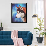 SKRYUIE 5D Diamond Painting Husky Dog Full of Love Full Drill by Number Kits, DIY Rhinestone Pasted Paint with Diamond Set Arts Craft Decorations (12x16inch) SKRYUIE