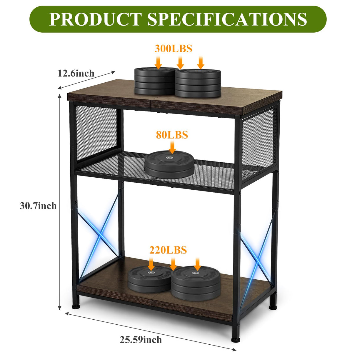 LALA IKAI Fish Tank Stand for 10-20 Gallon Aquariums Heavy Duty Adjustable Height Double Tier Steel Structure Sturdy Design Reptile Cage or Tank Storage Cabinet, Black LALA IKAI