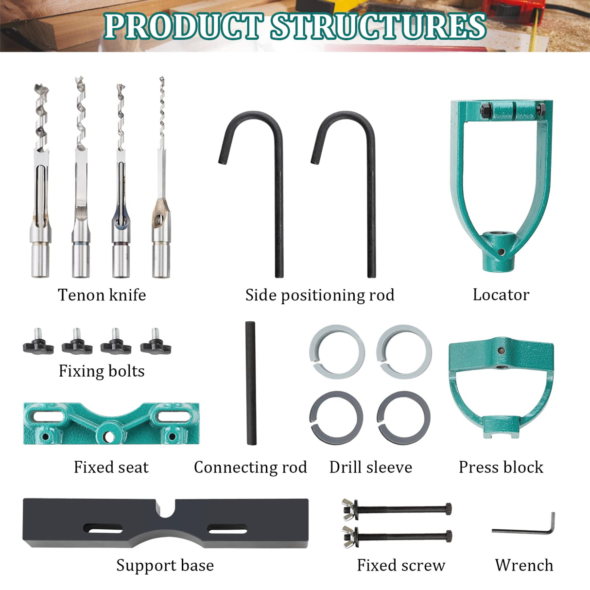 YUCHENGTECH Bench Drill Locator Set Woodworking Bench Mortiser Square Hole Chisel Drilling Machine Mortising Bench Drill Tool for Mortising Chisels YUCHENGTECH