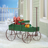 Collections Etc Amish Wagon Decorative Indoor/Outdoor Garden Backyard Planter, Green Collections Etc