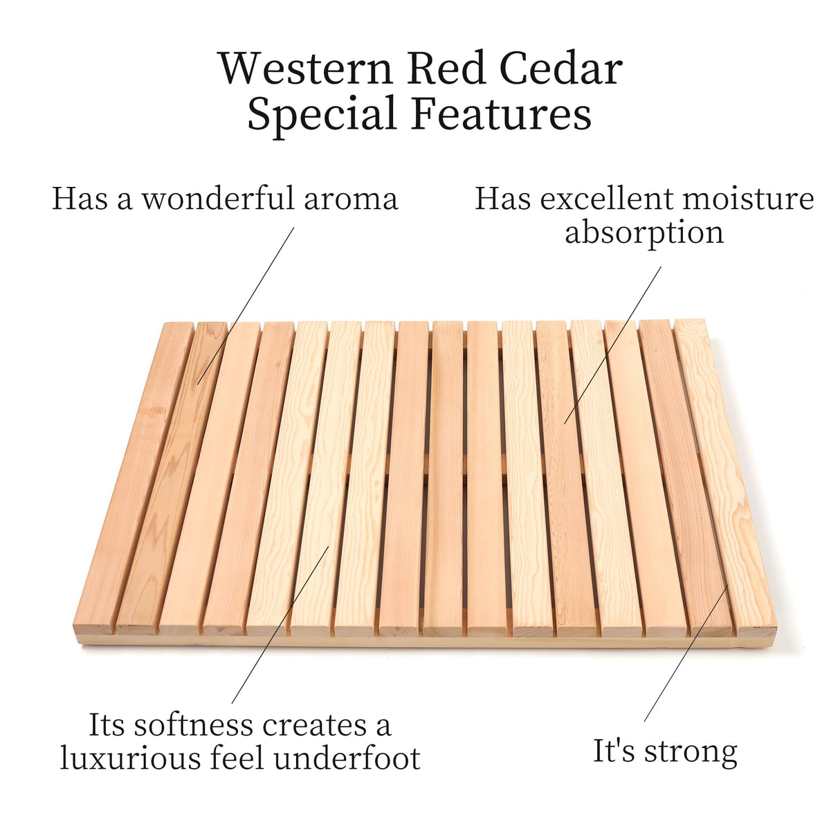 bingaai Cedar Wood Shower Mat, Cedar Wooden Bath Mats, Wood Bath Mat 31.5 × 23.6 in, Shower Stall Mat Non-Slip for Bathroom Bathtub Spa Sauna Garden Home, Wooden Floor Mat Large for Indoor and Outdoor bingaai