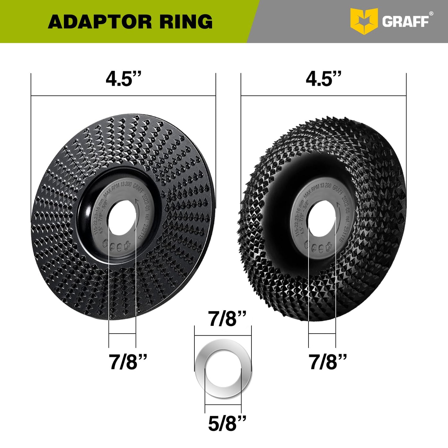 GRAFF Premium Wood Carving Disc 4 1/2 Inch for Angle Grinder - Set Shaping and Grinding Wheel for Wood, Drywall, Chipboard, Plastic - Woodworking - WoodArtSupply