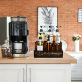 Menkxi Coffee Syrup Rack Liquor Bottle Display Shelf 6/12 Bottles Wood Liquor Shelf with Fences Liquor Cabinet for Liquor Whiskey Wine Coffee Syrup Display(2 Tier) Menkxi