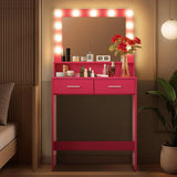MIRROTOWEL Vanity Desk with Mirror and Lights, Dressing Table with Large Drawer, 2 Level Storage Dresser & 3 Lighting Modes Adjustable Brightness, Suitable for Bedroom MIRROTOWEL