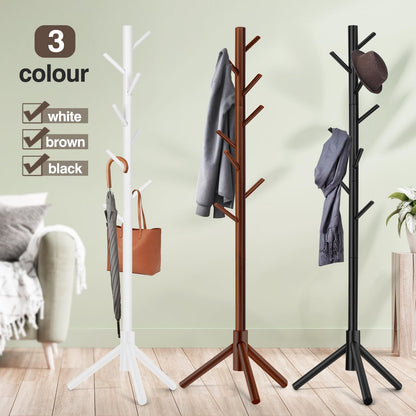 WANGMUXIA Coat Rack, Freestanding Coat Rack with 8 Hooks and 3 Adjustable Size Tree Coat Racks for Bedroom, Hallway, Entrance, Office, for Hats, Coats, Scarves, Handbags - WoodArtSupply