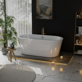 Empava 59” Acrylic Freestanding Bathtub Contemporary Stand Alone Soaking Tub with Overflow and Drain, FT1505, Luxury White Empava
