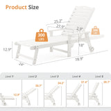 LUE BONA Outdoor Chaise Lounge Chairs Set of 2, HDPS Material, 3-Year Warranty, Patio Lounge Chair with Adjustable Backrest, Resin Pool Lounge Chairs with Wheels for Outside, Poolside, Beach, White LUE BONA