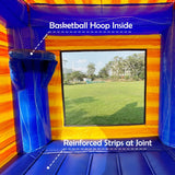 Commercial Grade Bounce House Big Inflatable for Kids and Adults with Blower&Basketball Hoop for Outdoor Indoor, Bouncer Jumper, Birthday Party, Rental Grade (Blue + Yellow, 13ftx13ftx14ft) INFLATABLEGAGA