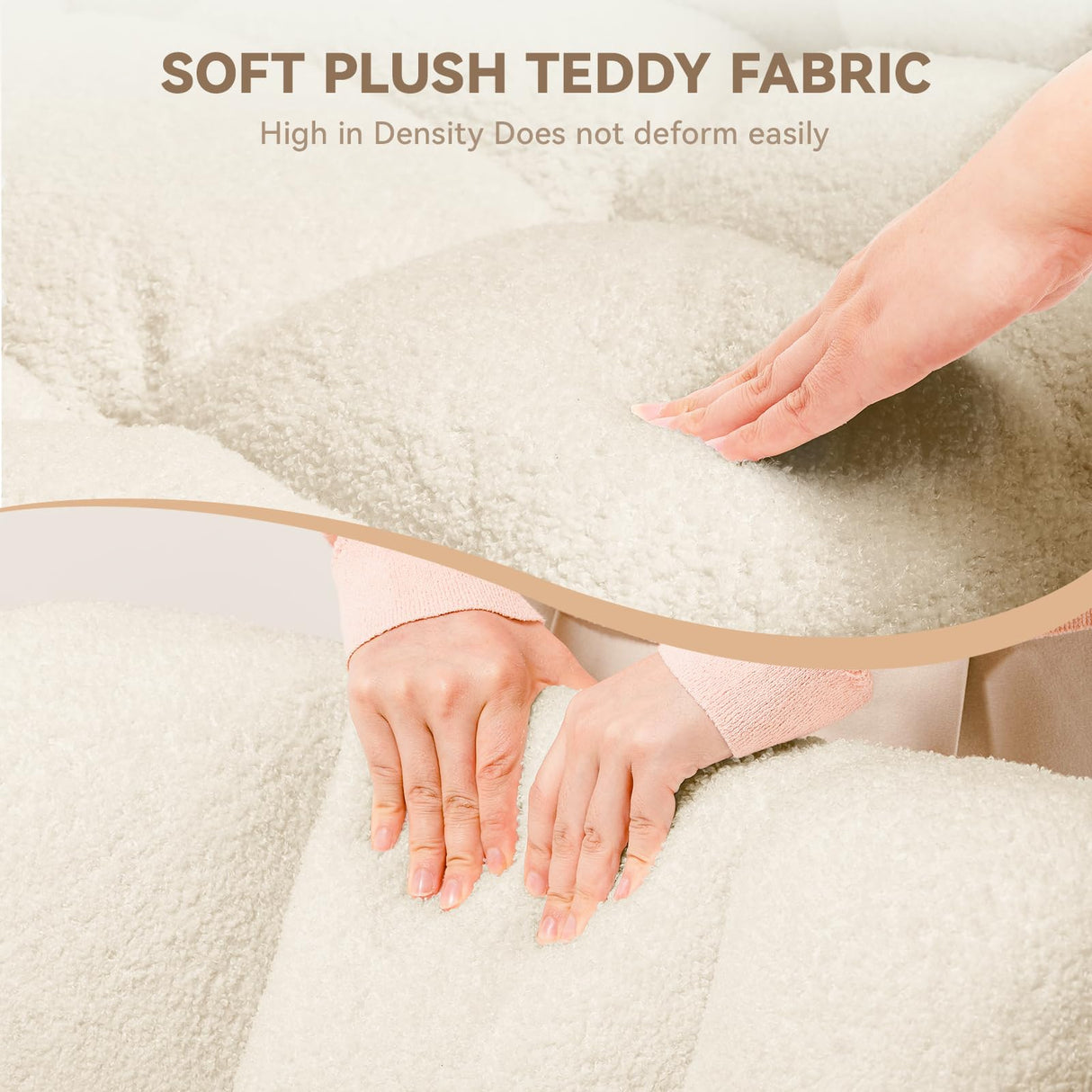 COMHOMA Nursery Rocking Chair, Teddy Upholstered Glider with Side Pockets, Accent Chair with High Backrest Reading Chair for Adult, Nursery, Bedroom, Living Room,Offices(Beige) COMHOMA