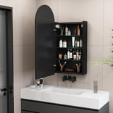 Medicine Cabinet with Mirror 16 x 30 Inch,Black Bathroom Mirror with Storage,Vanity Mirror with Storage,Metal Framed Arched Bathroom Cabinet Surface Mount with 3 Adjust Shelves Generic