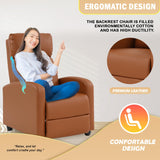 PayLessHere Recliner Chair Single Reclining Sofa Home Theater Seating with Lumbar Support and PU Leather Padded Backrest for Living Room and Bedroom (Tan) PayLessHere