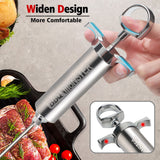 BBQ Monster Meat Injector Syringe Kit with 4 Professional Marinade Injector Needles for BBQ Grill Smoker, Turkey and Brisket; 2-oz Large Capacity, Including Paper User Manual, Recipe E-Book (PDF) OFG