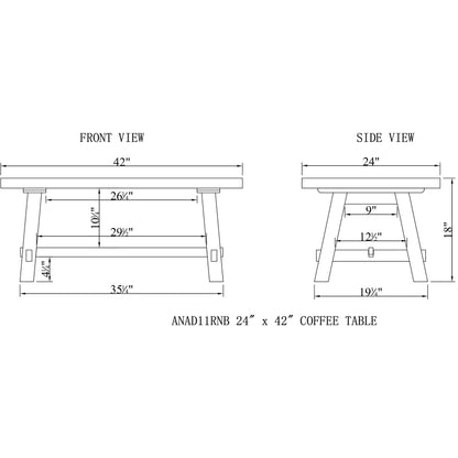 Alaterre Furniture Adam 42" L Solid Wood Coffee Table