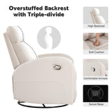 HOMYKA Swivel Rocker Recliner, Manual Glider Rocking Recliner Chair, Swivel Reclining Lounge Chair Nursery Glider Recliners for Small Spaces, Living Room, Beige HOMYKA