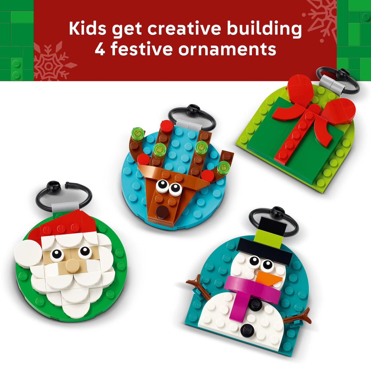 LEGO Christmas Ornament Selection Building Toys - Holiday Crafts for Family, Kids, Boys & Girls, Ages 6+ - Hanging Christmas Decorations for Tree - 40744 LEGO