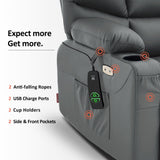 MCombo Power Lift Recliner Chair with Extended Footrest for Elderly People, Faux Leather 7287 (Dark Grey, Medium-Regular) MCombo