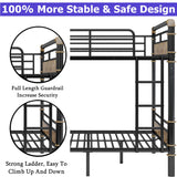 FUSVZ Heavy Duty Metal Full Over Full Bunk Beds for Adults Kids Teens, Convertible Industrial Bunk Bed Full Over Full Size with Guard Rails & Soft-Pack Vertical Ladder, Weight Capacity 600LBS (Black) FUSVZ