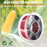LOCYFENS PLA Filament 1.75mm, Silk PLA 3D Printer Filament, Dual Color Filament Black Red 2 in 1 Coextrusion 1.75 PLA Filament +/-0.02mm, 1kg/2.2lb LOCYFENS
