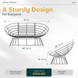 Bme 61" Double Papasan Chair with 600lbs Capacity, Ergonomic Design, Soft Thick Fabric Cushion, High Capacity Steel Frame for Any Room, Beige - Black Frame Bme