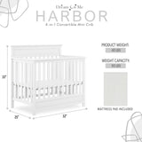 Dream On Me Harbor 4-in-1 Convertible Mini Crib in White, Greenguard Gold Certified Dream On Me