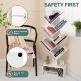 Yoobure Tree Bookshelf - 6 Shelf Retro Floor Standing Bookcase, Tall Wood Book Storage Rack for CDs/Movies/Books, Utility Book Organizer Shelves for Bedroom, Living Room, Home Office, White Yoobure