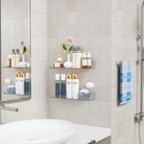 Yieach 4 Pack Acrylic Shelves for Wall Storage,No Drilling Adhesive Shelves,Clear Stick On Bathroom Wall Shelf Organizers,Plastic Floating Shelves for Perfume,Funko,Lego,Skincare,Bookshelf for Kids Yieach