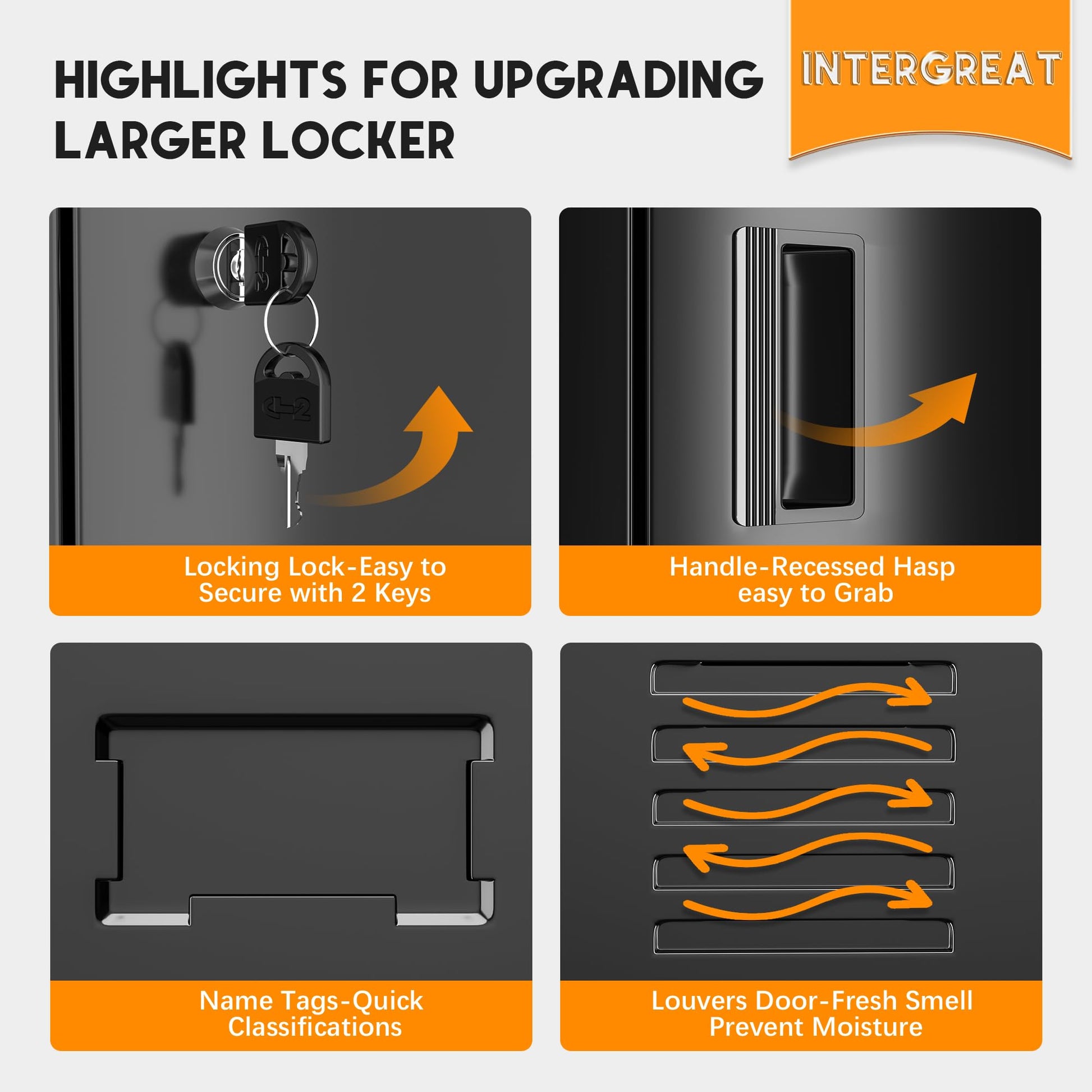 INTERGREAT Metal Lockers for Employees with Lock, 72" Employees Locker Storage Cabinet with Single Doors, Tall Steel Storage Locker for Home Office, - WoodArtSupply