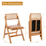 Awonde Wood Folding Chairs Set of 2 Mid Century Modern Accent Rattan Dining Chair for Kitchen Dining Room Living Room Patio Armless Foldable Chair Brown Awonde
