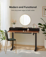 Marsail Electric Standing Desk with Drawers, 48 x 24 Inch Stand Up Desk with Glass Monitor Stand, Height Adjustable Desk with Drawers for Home & Office, 4 Preset Heights, Black Walnut Marsail