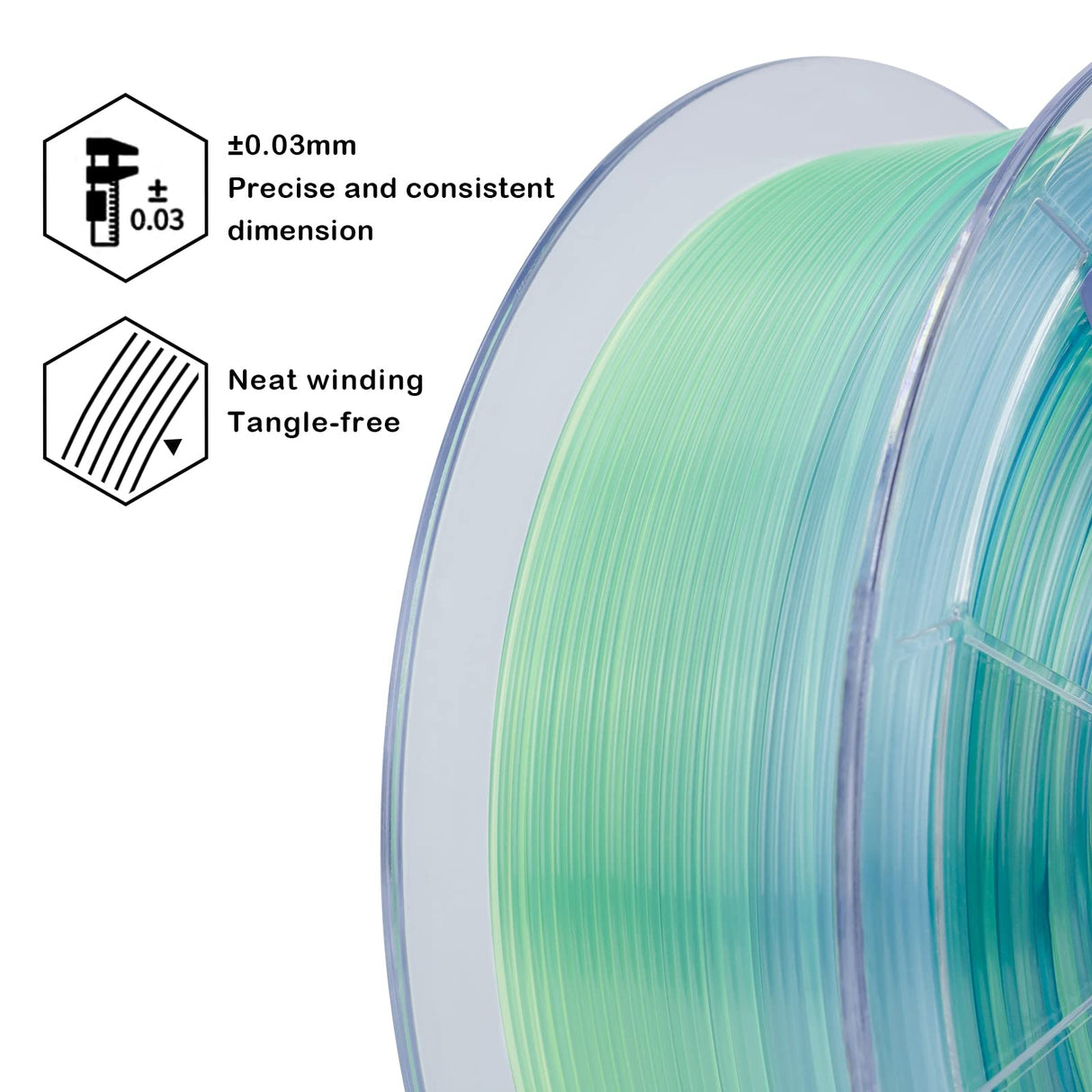 ZIRO 3D Printer Filament,Translucent PLA Filament 1.75mm,Multicolor Rainbow PLA Filament,1KG/2.2lb,Season Series - Summer ZIRO
