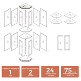 Rpuzonier Lighted Wooden Corner Display Curio Cabinet, Curved Shelving Unit with Adjustable Shelves and Mirrored Back Panel, Tempered Glass Doors for Bedroom, Living Room (Walnut, Corner Shape) Rpuzonier