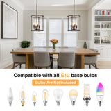 Luvkczc 4-Light Black Chandelier, Industrial Black Lantern Ceiling Light Fixtures with Rustic Metal Cage Adjustable Height Farmhouse Geometric Hanging Light for Kitchen Island, Dining Room, Entryway Luvkczc