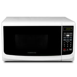 Farberware Countertop Microwave 700 Watts, Cu. Ft. - Microwave Oven With LED Lighting and Child Lock - Perfect for Apartments and Dorms - Easy Clean Grey Interior, Retro White Farberware