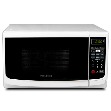 Farberware Countertop Microwave 700 Watts, Cu. Ft. - Microwave Oven With LED Lighting and Child Lock - Perfect for Apartments and Dorms - Easy Clean Grey Interior, Retro White Farberware