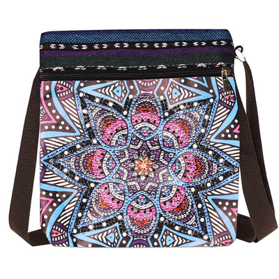 FRANDEK Special Shaped Diamonds Painting Handbag Butterfly Gem Painting Tote Bag Crystal Gems Art Canvas Bag Kaleidoscope DIY Rhinestone Cross Stitch Shopping Bags Mystic Rose for Woman Home Organize