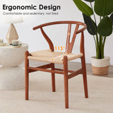 STARY Fully Assembled Wishbone Rattan Dining Room Chairs, Set of 2, Walnut STARY