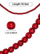 16 Feet Christmas Wood Bead Garland Wooden Bead Garland for Christmas Tree Holiday Decoration WILLBOND