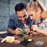 Soldering Iron Kit, 100W LED Digital Solder Gun kits with Ceramic Heater, Adjustable Temperature Welding Tools with Tips, Wick Braid, Stand, Solders Wire, Sponge, Flux Paste, Red Q-MING