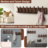 U-Chain Wooden Wall Coat Rack with 8 Tri Metal Hooks for Hanging Coats, Backpacks and More - 28 Inch Wall Mounted for Mudroom, Farmhouse Entryway U-Chain