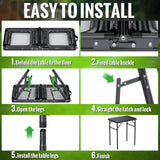 GARLLEN 2ft Folding Camping Table, 3 Adjustable Height Lightweight Picnic Table, Portable Aluminum Grill Table (22.8" L x 15.7" W) for Outdoor, Camping, BBQ, Black GARLLEN