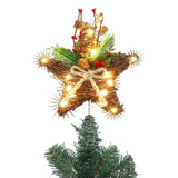 9-Inch Rattan Natural Star Christmas Tree Topper,Rustic Farmhouse Xmas Treetop for Indoor Christmas Tree Decorations Holiday Seasonal Decor Sattiyrch