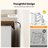 Amada Farmhouse 6 Drawer Dresser for Bedroom, 47.2 Inch Wide Wood Dresser with Natural Texture, Large Drawers, Rustic Farmhouse Chest of Drawers for Bedroom, Living Room, Hallway, Brown & White AMADA HOMEFURNISHING