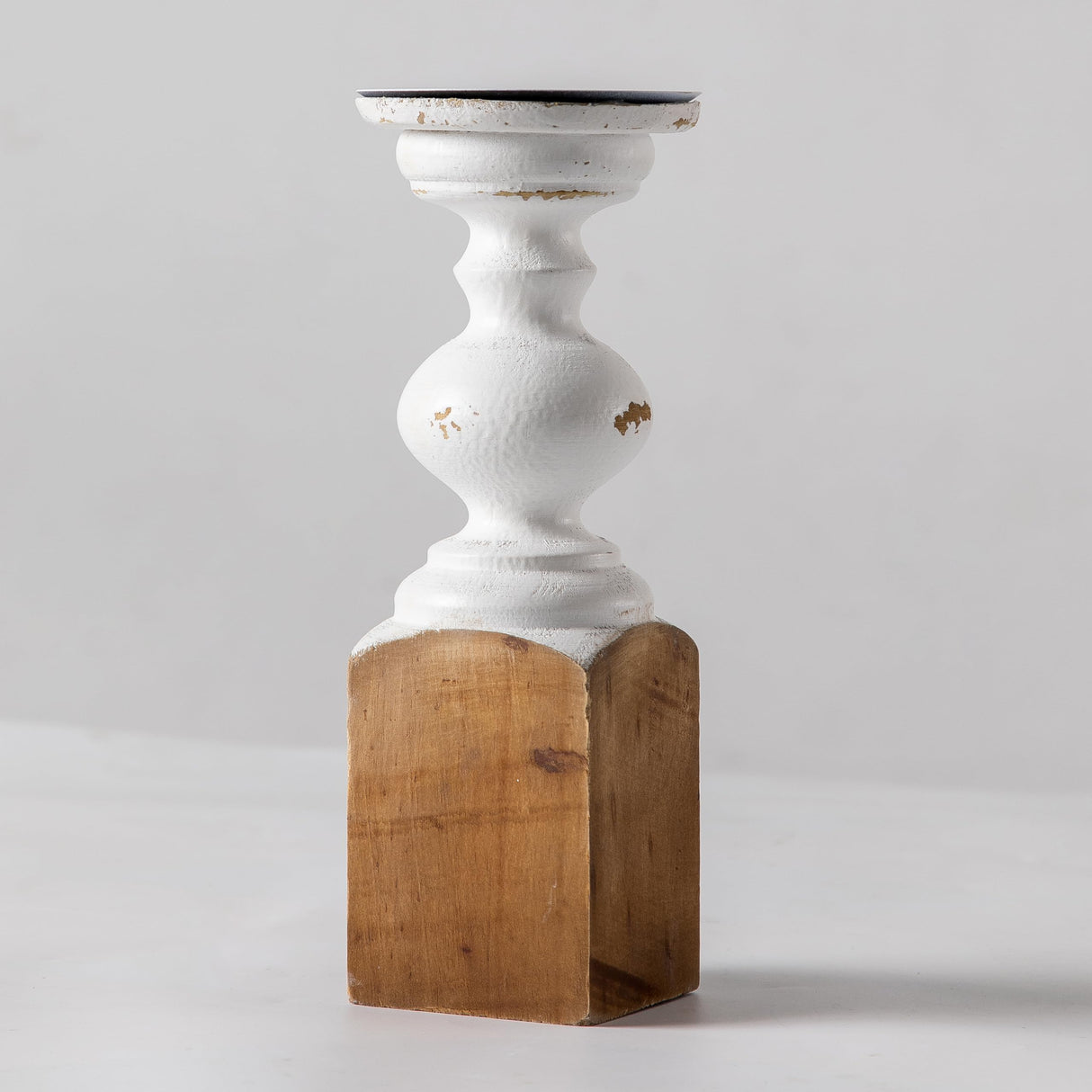 SOFE Wood Farmhouse Candle Holders, 11" Tall White Candle Holders for Pillar Candles, Rustic Candle Stand for Mantel, Coffee Centerpiece Table Decorations, Living Room, Dining Room Decor SOFE