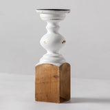 SOFE Wood Farmhouse Candle Holders, 11" Tall White Candle Holders for Pillar Candles, Rustic Candle Stand for Mantel, Coffee Centerpiece Table Decorations, Living Room, Dining Room Decor SOFE