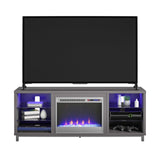 Ameriwood Home Lumina Fireplace TV Stand for TVs up to 70 Inch, Replaceable Electric Fireplace Insert Heater, Remote Control, Timer, Color Changing LED Lights, Crystal Ember Flames, Graphite Gray Ameriwood Home