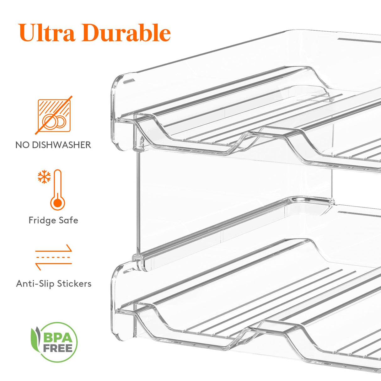 Lifewit Plastic Stackable Wine Rack for Refrigerator, Cabinet, Countertop,Wine Bottle Holder, Water Bottle Organizer for Fridge, Pantry, Hold 4 Bottles Lifewit