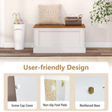 LOKO 35.5” Storage Bench, Lift Top Storage Box with Metal Hinges, Entryway Storage Chest with Safety Hydraulic Strut, Large Farmhouse Storage Trunk for Living Room, Bedroom, White and Natural LOKO