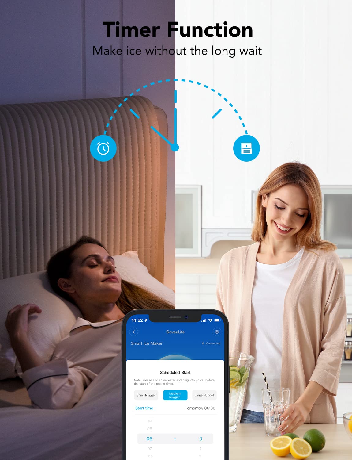 GoveeLife Smart Ice Maker Machine Countertop with Self Cleaning, Voice Remote, 26lbs in 24Hrs, 9 Ice Cubes in 6 Minutes 3 Sizes, Portable Ice Makers with Basket and Scoop, for Home Kitchen Camping RV GoveeLife